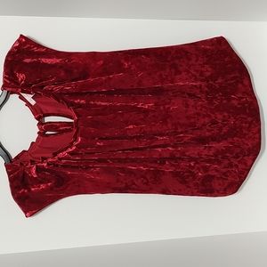 Red Velveteen Lauren Conrad Round Neck Cape Sleeve Top sz M